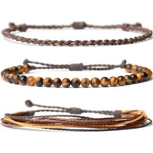 Mens Natural Stone Bracelet Beaded Adjustable Healing Gemstone Jewelry Gift